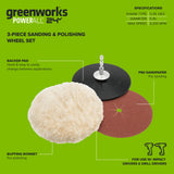3-Piece 5" Sanding and Polishing Wheel Set with Buffing Bonnet, P80 Sandpaper, Backer Pad, Used with Impact or Drill Drivers
