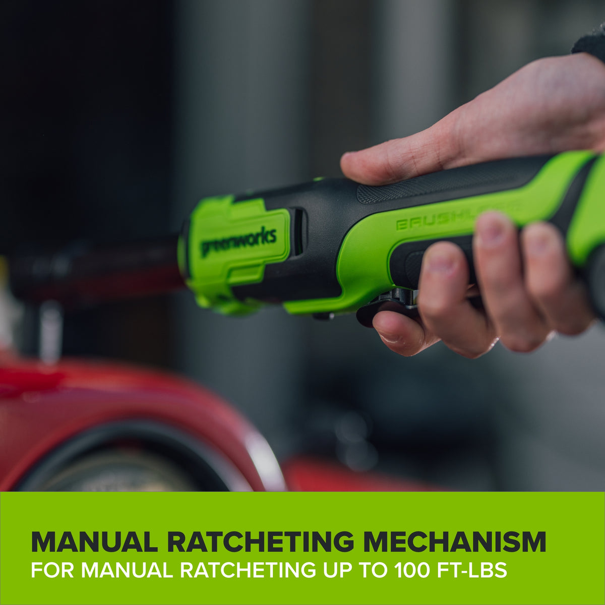 24V PowerAll 60 ft-lb 3/8" Extended Reach Ratchet Wrench, with 2.0 Ah Battery, 30W Charger, and 3' Cable