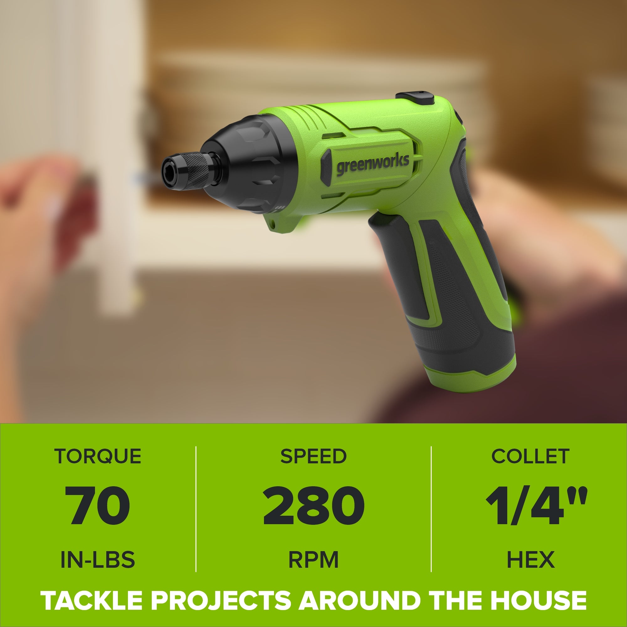 8V Dual-Position Screwdriver, 70 in-lb Torque, 5+1 [Drill] Clutch Settings, with Phillips and Slotted Bits and USB-C Charging Cable