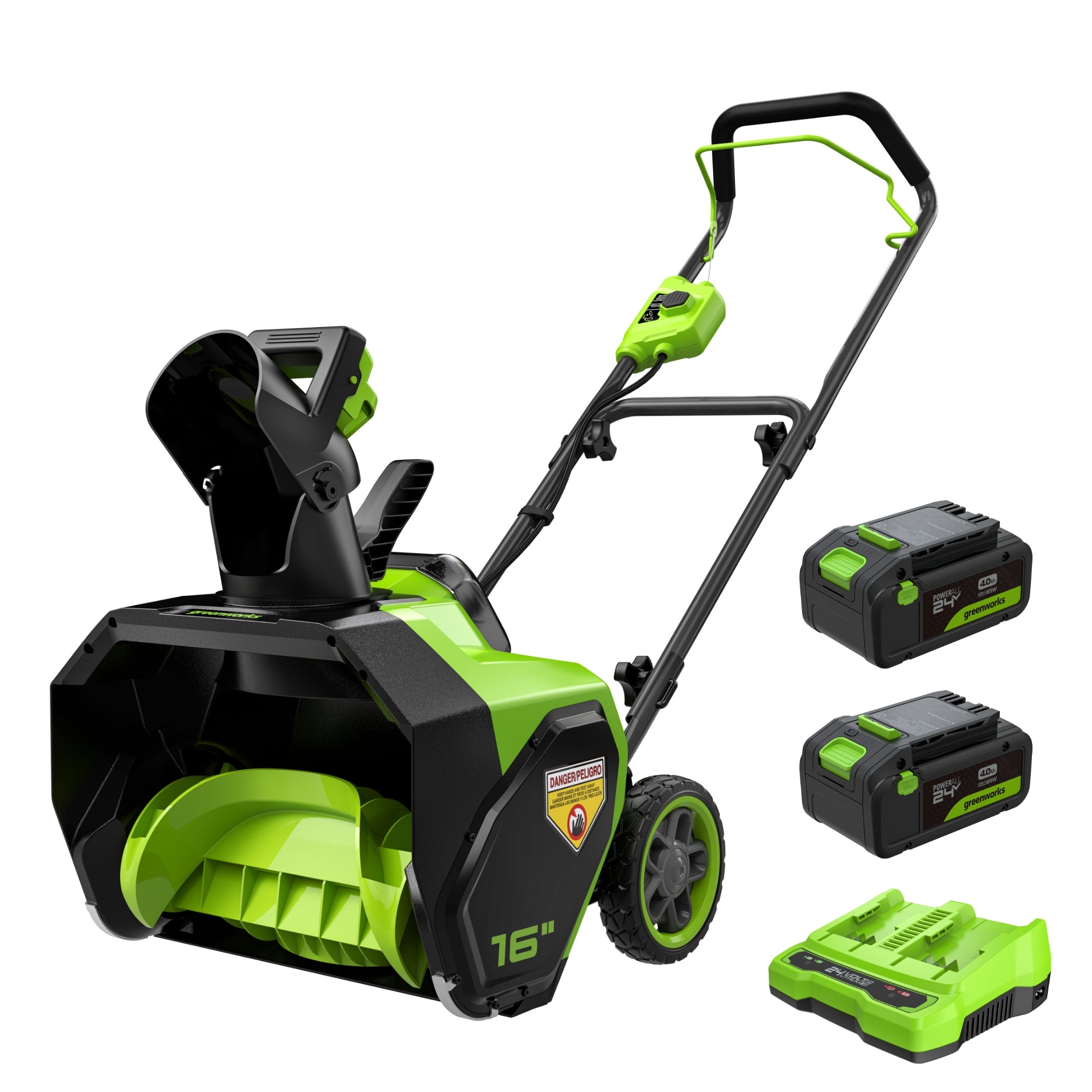 48V (24V x 2) 16" Cordless Battery Snow Blower: (2)4.0 Ah Battery and Charger