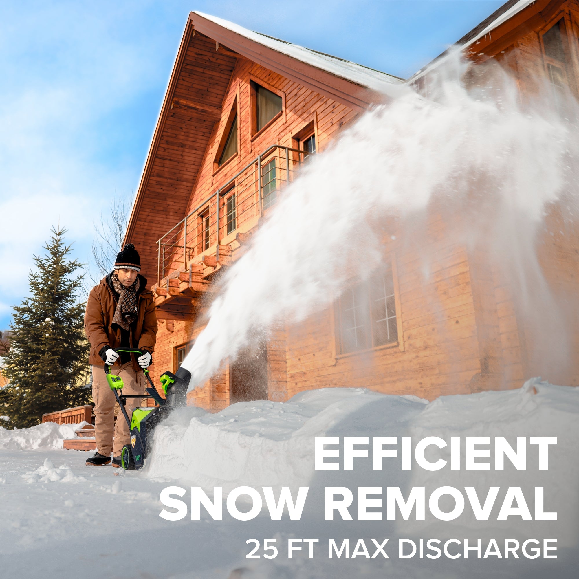 48V (24V x 2) 16" Cordless Battery Snow Blower: (2)4.0 Ah Battery and Charger