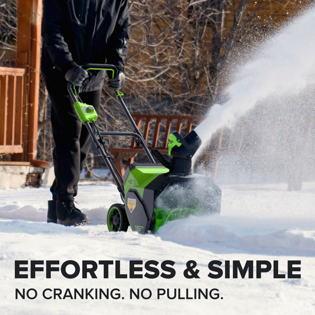 48V (24V x 2) 16" Cordless Battery Snow Blower: (2)4.0 Ah Battery and Charger