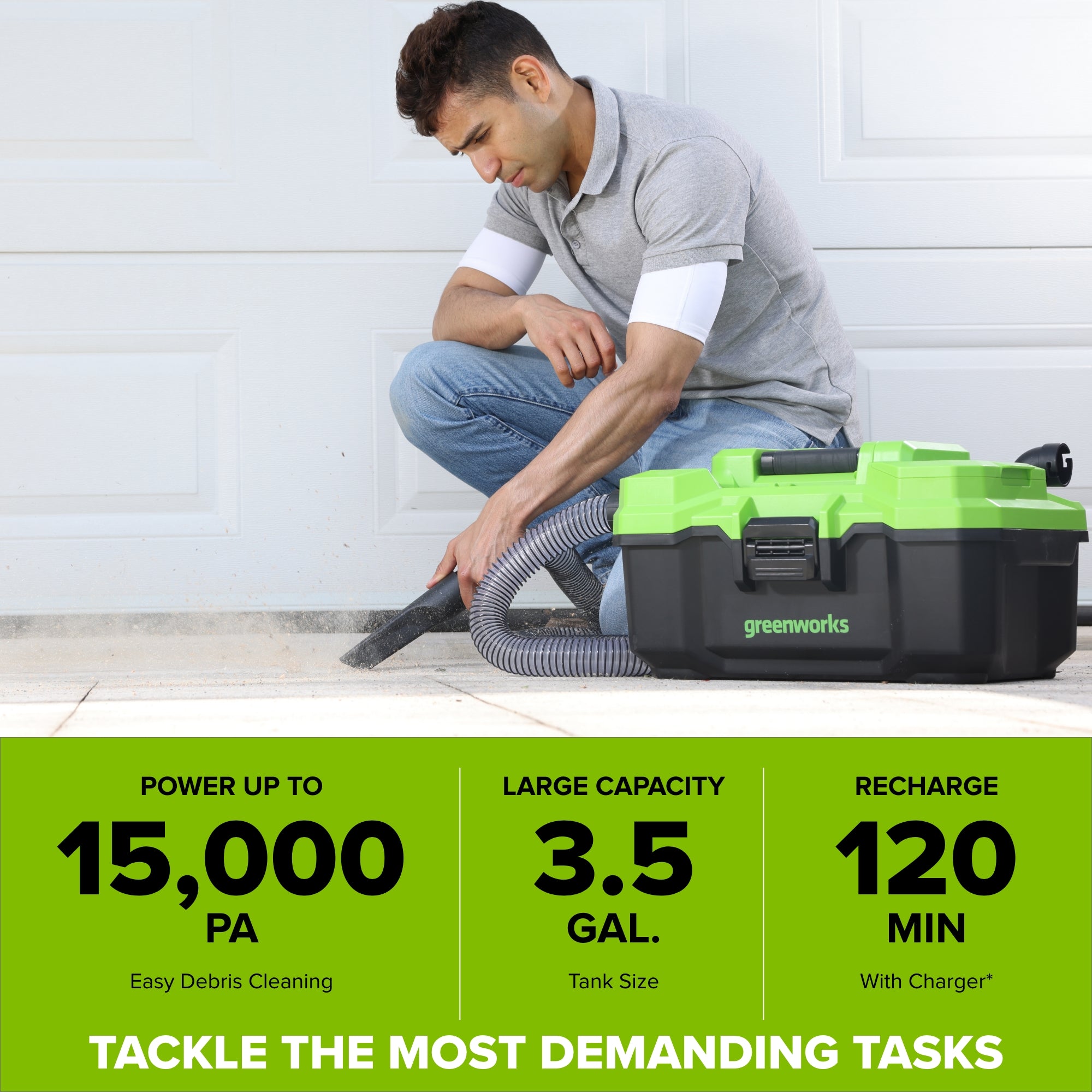 24V 3.5-Gal AC/DC Wet/Dry Vacuum: 4.0 Ah USB-C Battery and 30W Charger