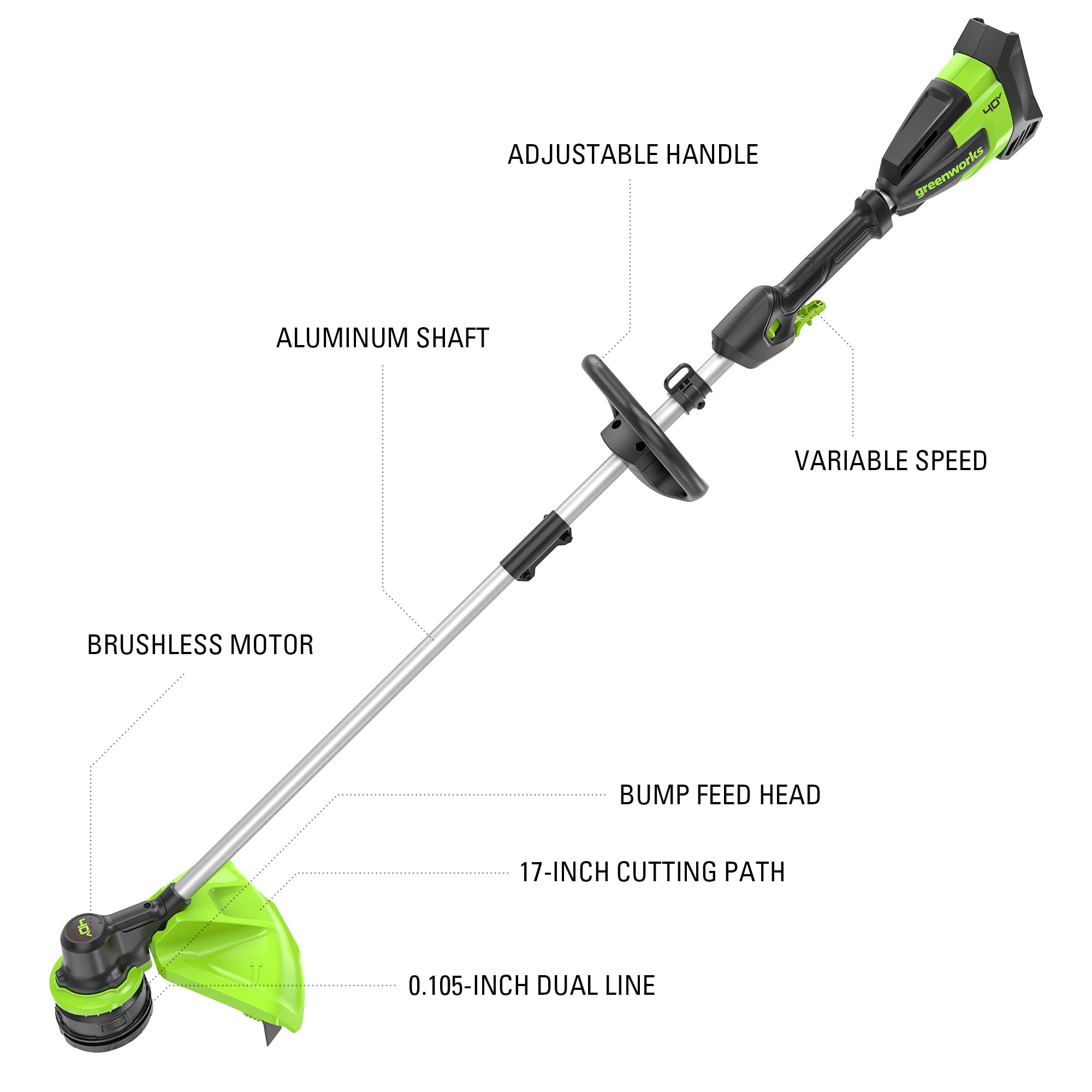 40V 17" Cordless Battery String Trimmer, 8.0 Ah Battery and Charger