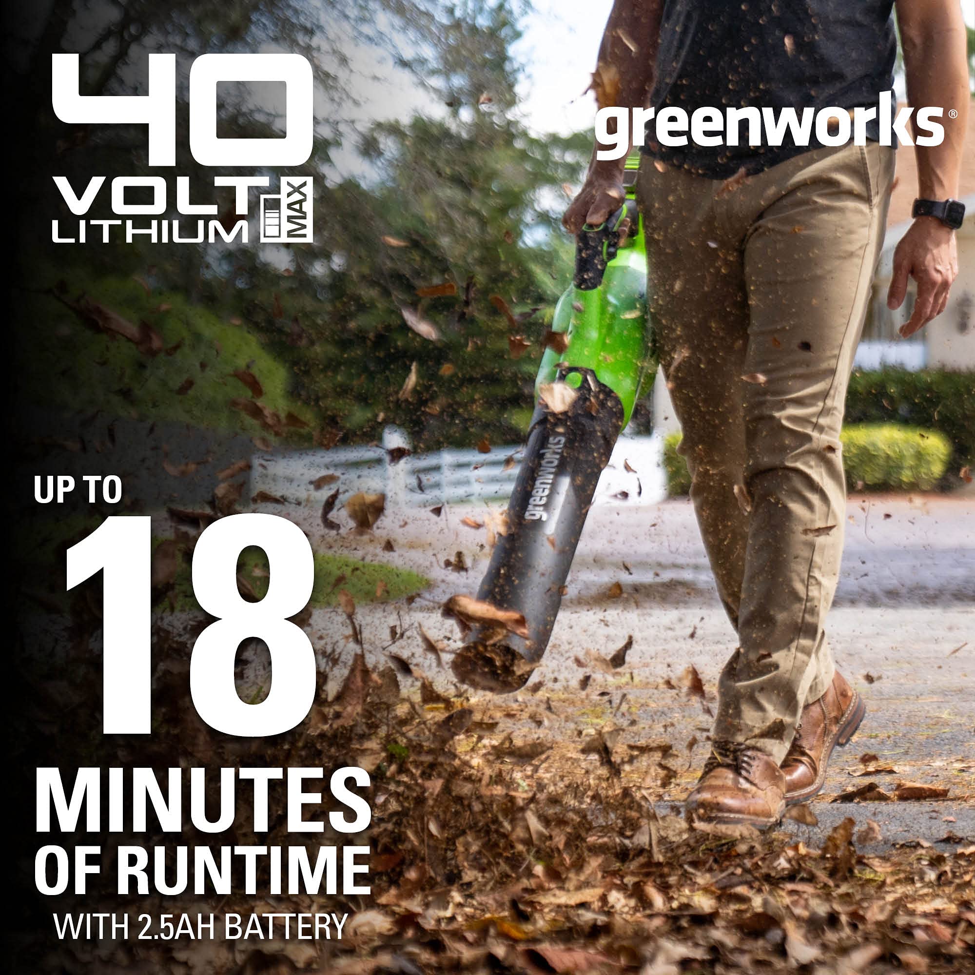 40V 500 CFM Cordless Battery Leaf Blower: 2.5 Ah Battery and Charger