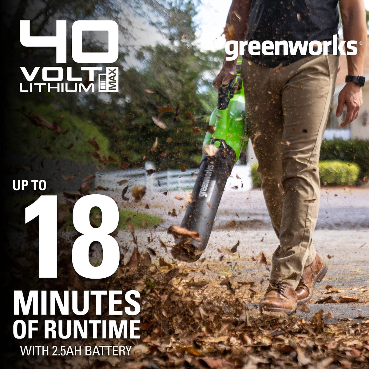 40V 500 CFM Cordless Battery Leaf Blower: 2.5 Ah Battery and Charger