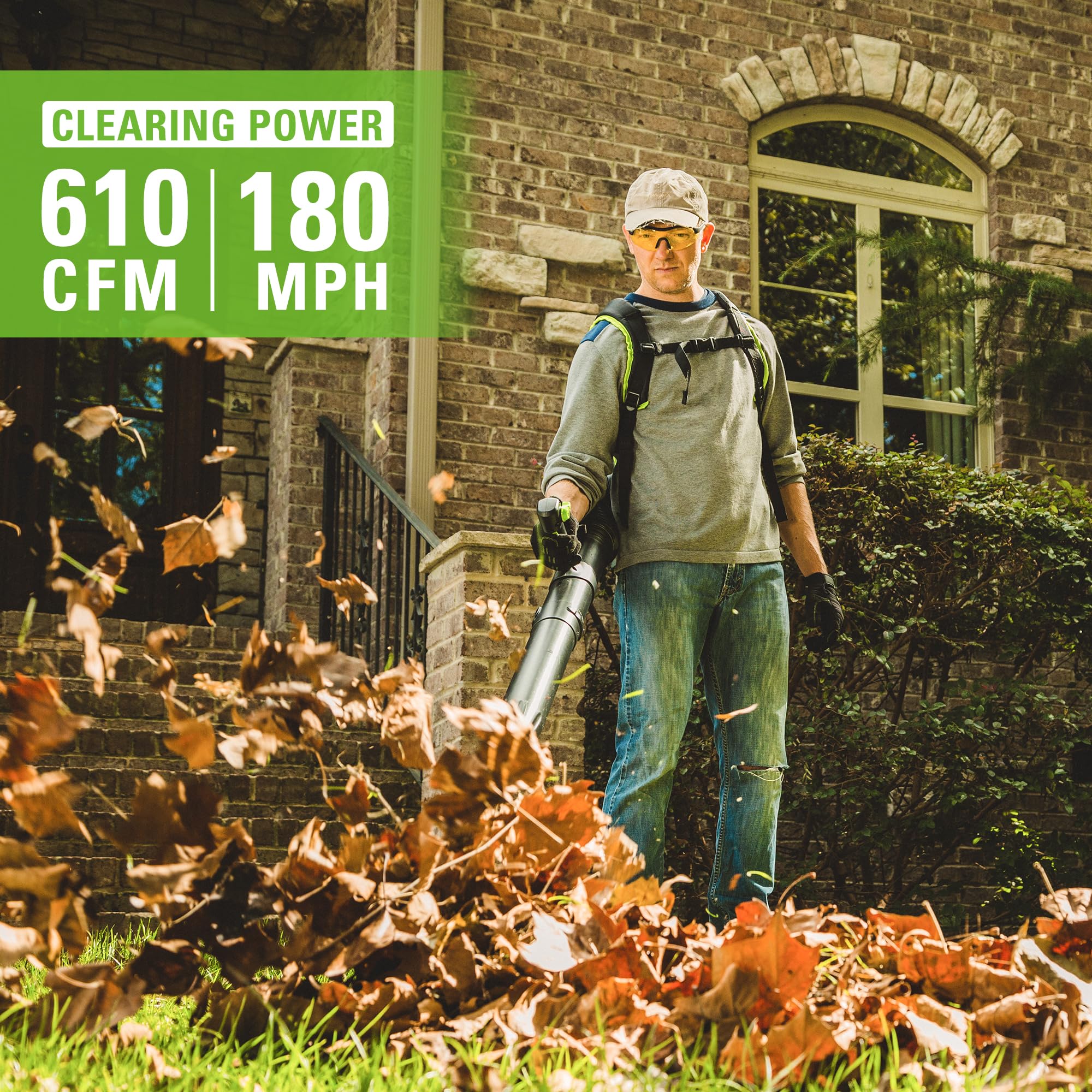 80V 610 CFM Cordless Battery Backpack Blower ,5Ah Battery and Rapid Charger