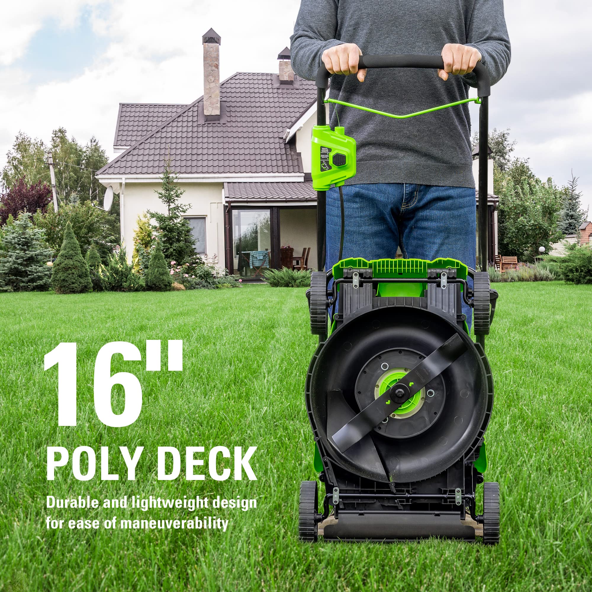 40V 16" Cordless Battery Push Mower 3pc Combo Kit, 4Ah Battery, 2Ah Battery and Charger