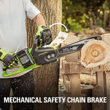 48V (24V x 2) 16" Cordless Battery Chainsaw: (2) 4.0 Ah USB Batteries and Dual-Port Charger