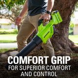 40V 500 CFM Cordless Battery Leaf Blower: 2.5 Ah Battery and Charger