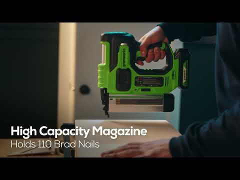 24V 18GA Brad Nailer: 2.0 Ah Battery and Charger