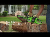 48V (24V x 2) 16" Cordless Battery Chainsaw: (2) 4.0 Ah USB Batteries and Dual-Port Charger