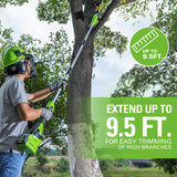 40V 10" Cordless Battery Pole Saw and Hedge Trimmer Attachment: 2.5 Ah Battery and Charger