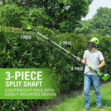 40V 10" Cordless Battery Pole Saw and Hedge Trimmer Attachment: 2.5 Ah Battery and Charger