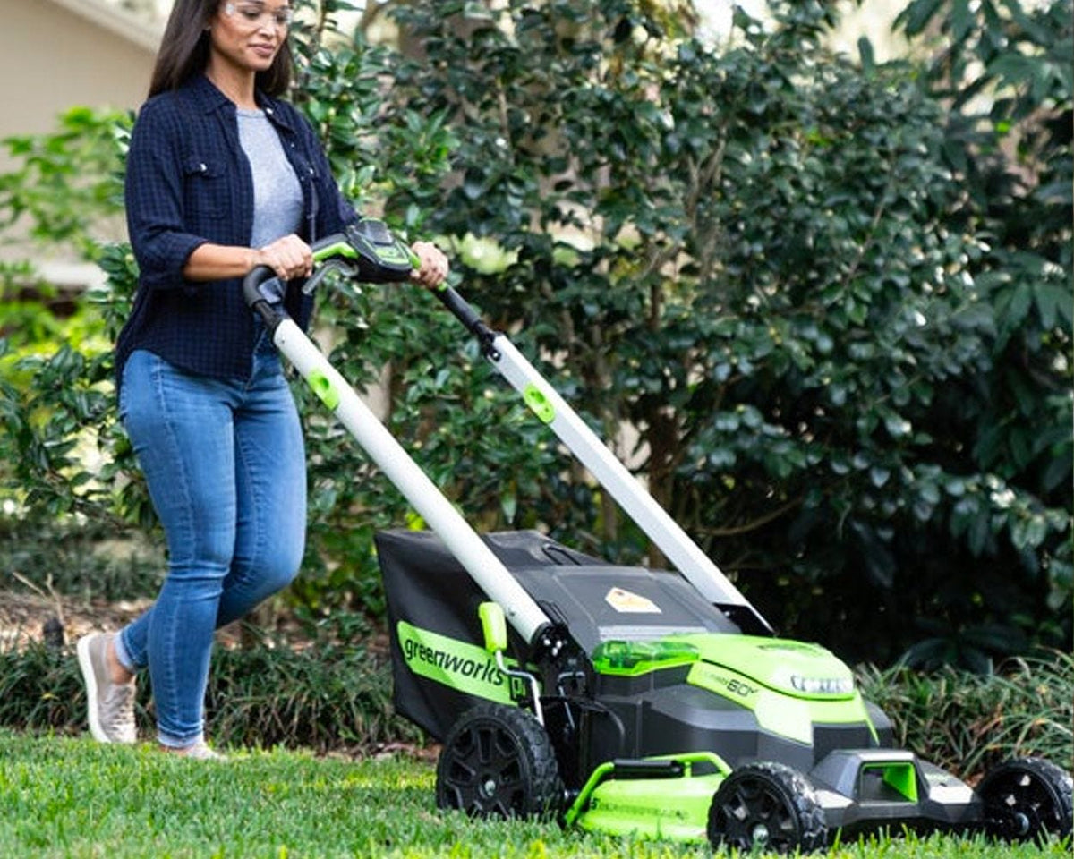 60V 25" Cordless Battery Self-Propelled Mower Combo Kit, Blower: (2) 4.0 Ah Batteries and Dual-Port Charger