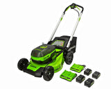 48V (24V x 2) 21" Cordless Battery Self-Propelled Lawn Mower w/ (4) 4.0Ah USB Batteries & (2) Dual Port Chargers, LM2102S