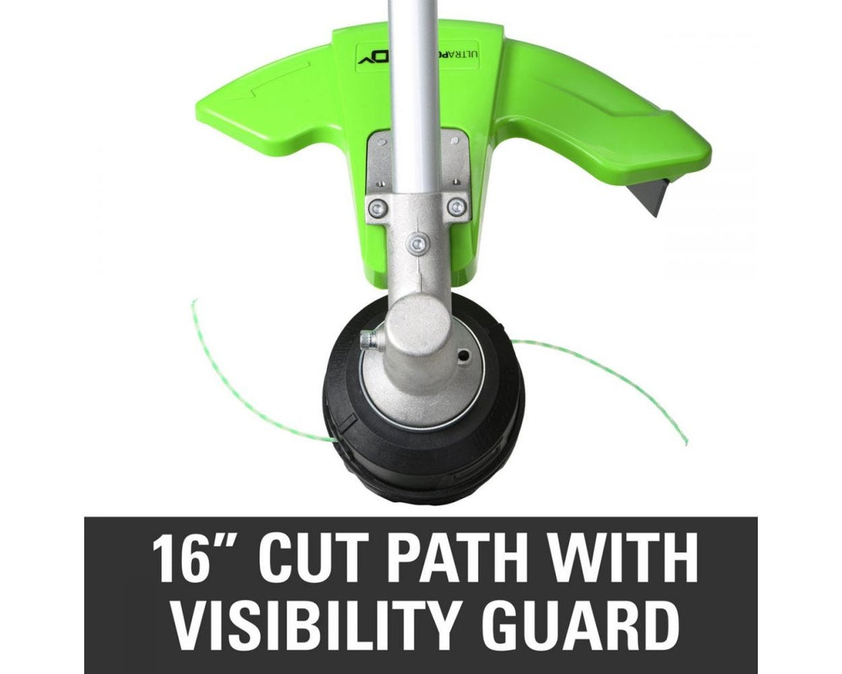 60V 16" Cordless Battery String Trimmer (Attachment Capable) and 10" Polesaw Attachment Combo Kit: 4.0 Ah Battery and Charger