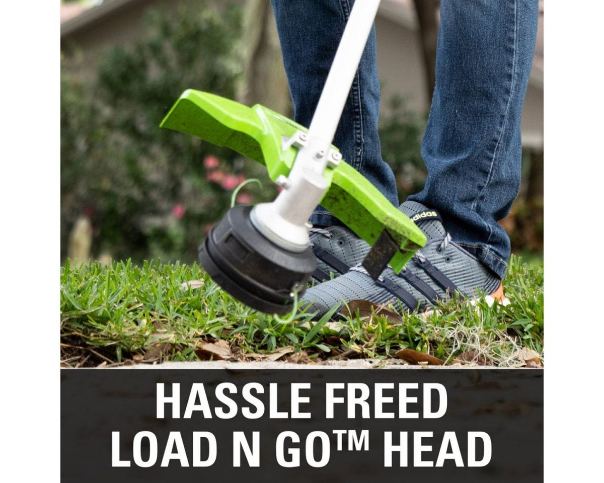 60V 16" Cordless Battery String Trimmer (Attachment Capable) and Horizontal Blower Attachment: 4.0 Ah Battery and Charger
