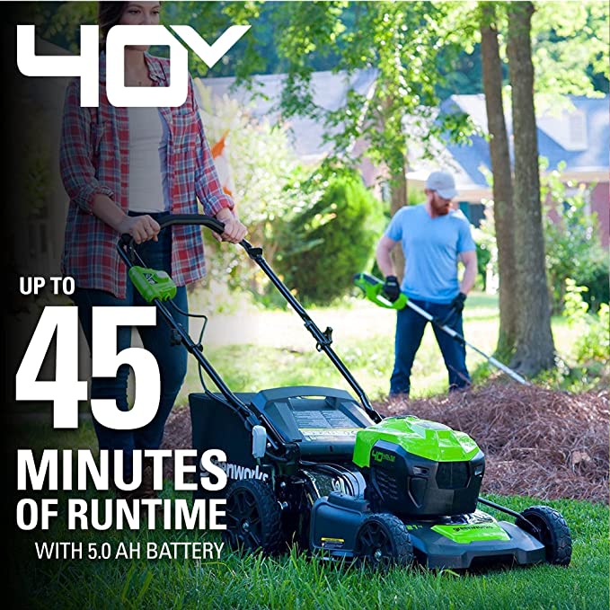 40V 21" Cordless Battery Brushless Push Lawn Mower: 5.0 Ah USB Battery and Charger, LM2104