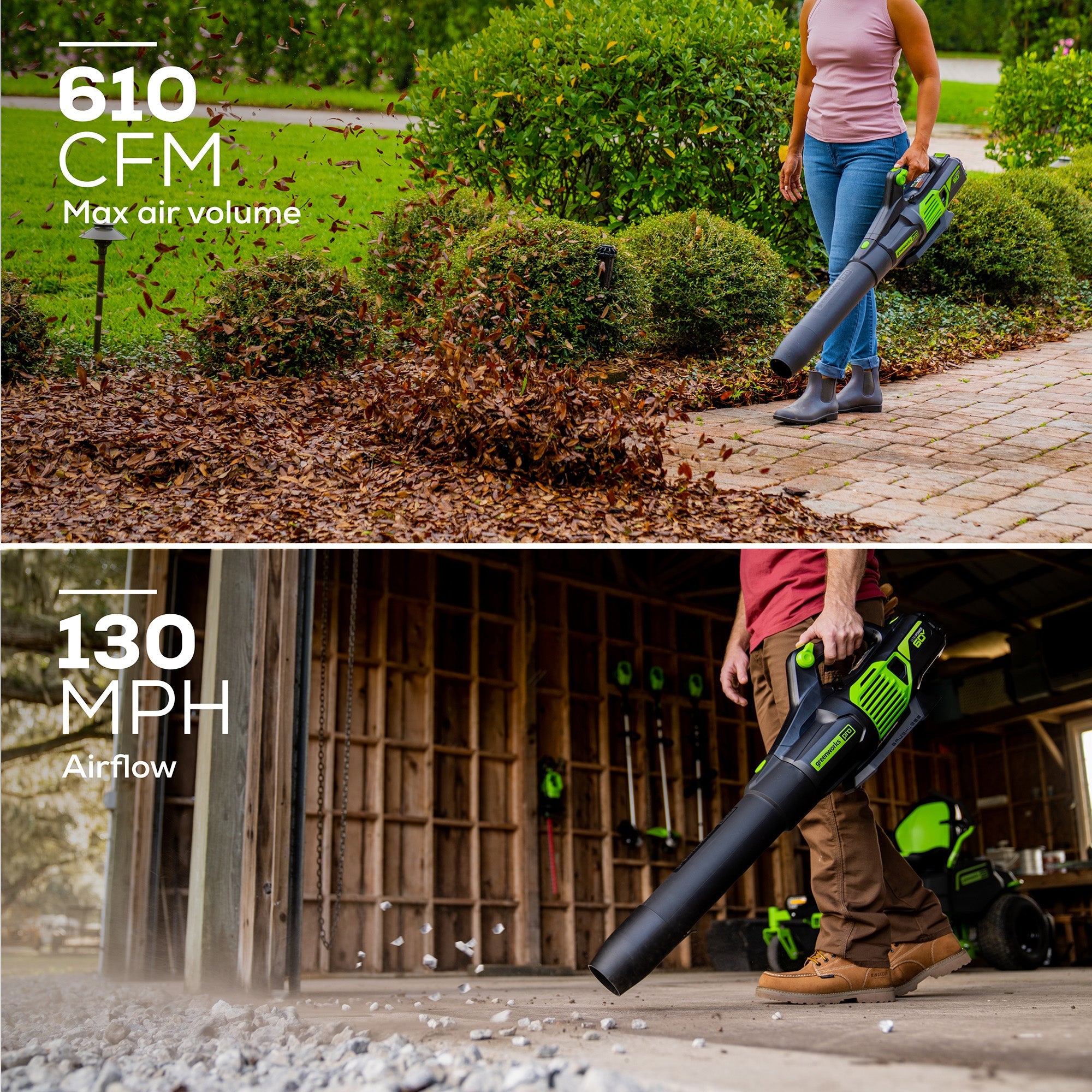 60V 610 CFM Cordless Battery Leaf Blower and Gutter Cleaning Kit Combo Kit: 2.5 Ah Battery and Rapid Charger